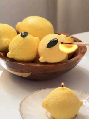Lemon-shaped scented candles
