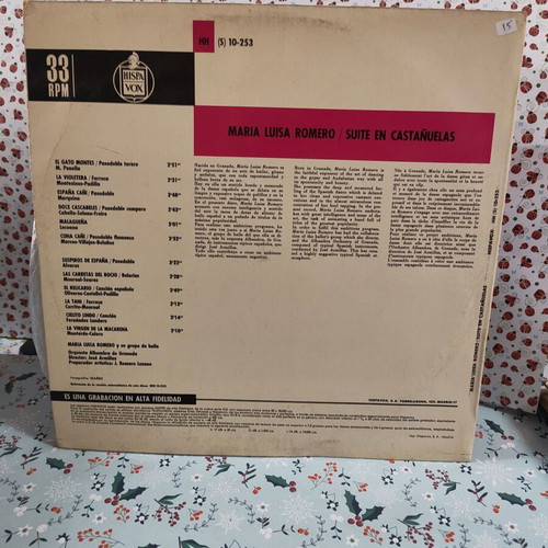 Maria Luisa Romero Suite En Castañuelas vinyl record used, Latin