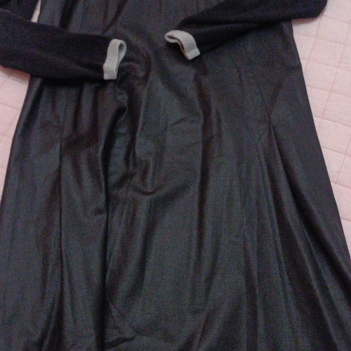 Dress new black, leather front, knitted back, size L