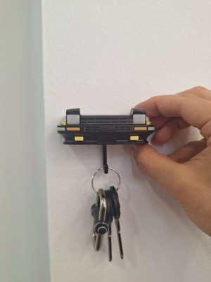 Key Holder Wall Mount with Pop-up Mechanism new, black with yellow details