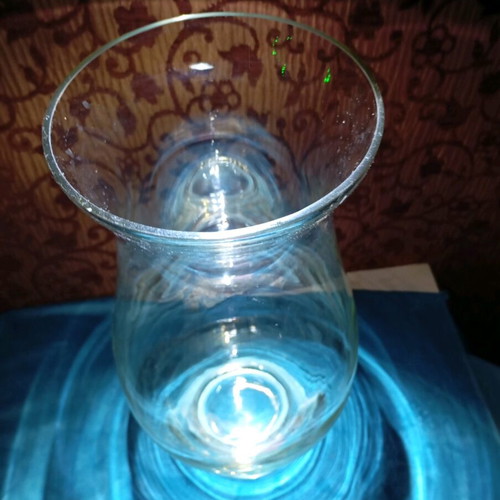 Large glass vase used, tabletop or floor, 41 cm