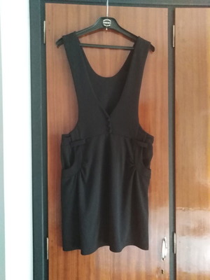 Vintage Y2K black pinafore dress, knee-length