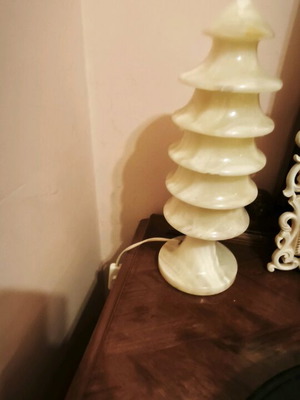 Table lamp used, white marble