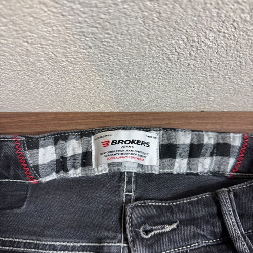 Brokers men's denim jogger size 30 black/grey with rips