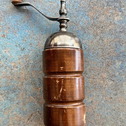 Wooden spice mill vintage used