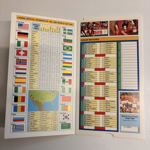 Canon World Cup 94 match schedule