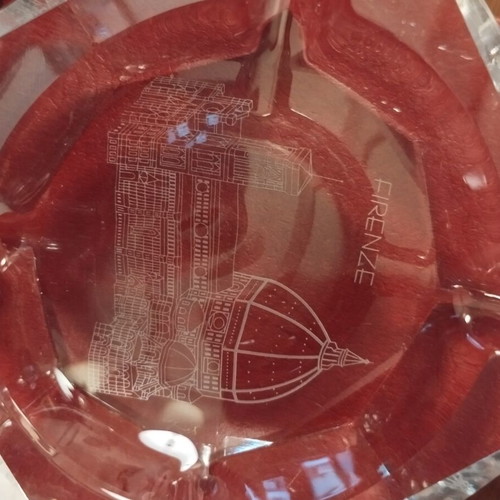 Crystal ashtray Firenze with Duomo engraving, new