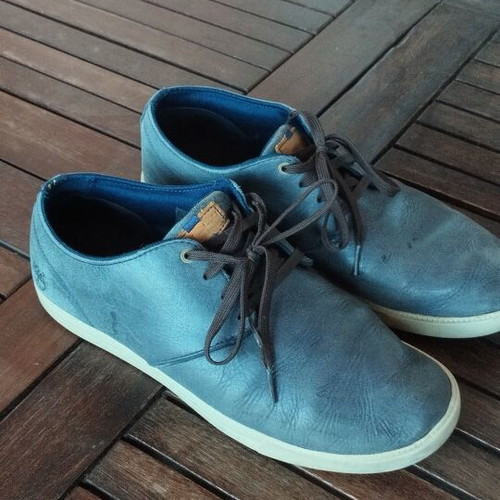 Timberland men's leather casual shoes navy used, size EU 45-46