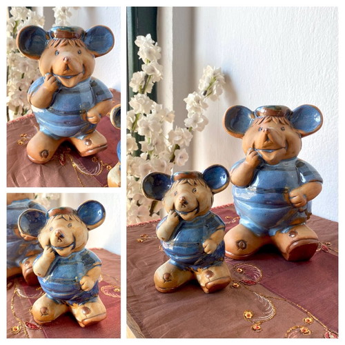 Decorative mice set of 2, new, blue and ceramic figurines