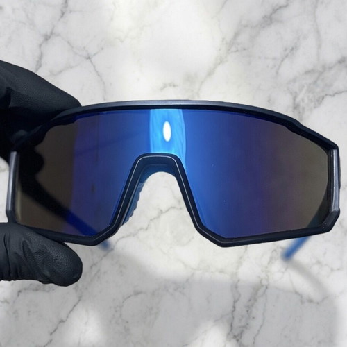 Sport Shield sunglasses like new, black-cyan blue mirror lenses