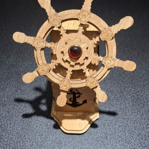 3D Wooden Puzzle Ship Wheel Music Box like new