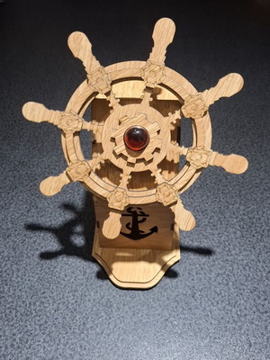 3D Wooden Puzzle Ship Wheel Music Box like new
