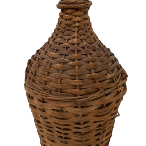 Vintage Demijohn 1940s–1950s Glass and Rattan 5 Liters Used