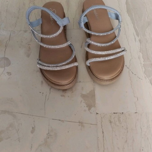 Flatform shoes blue with rhinestones like new, size 36