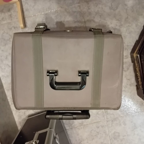 Suitcase fabric wheeled used with compartments for makeup organization