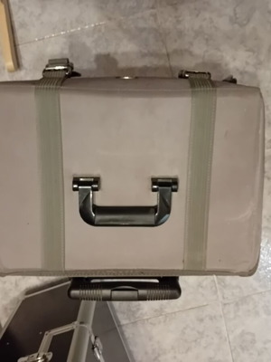 Suitcase fabric wheeled used with compartments for makeup organization