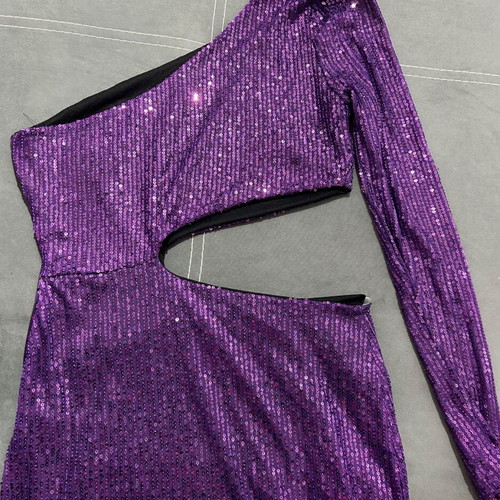 Purple one-shoulder dress like new, one size