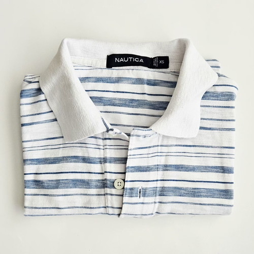 Nautica Polo Shirt used, XS size, striped blue and white