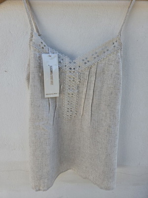 Blouse S-M new, beige viscose linen with adjustable straps