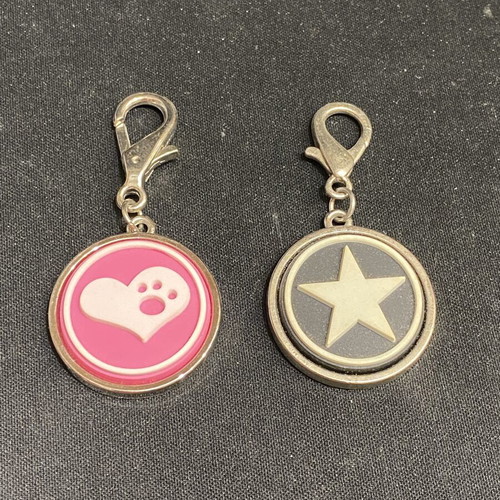 Metal keychain set with heart and star charms, like new