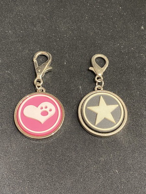 Metal keychain set with heart and star charms, like new