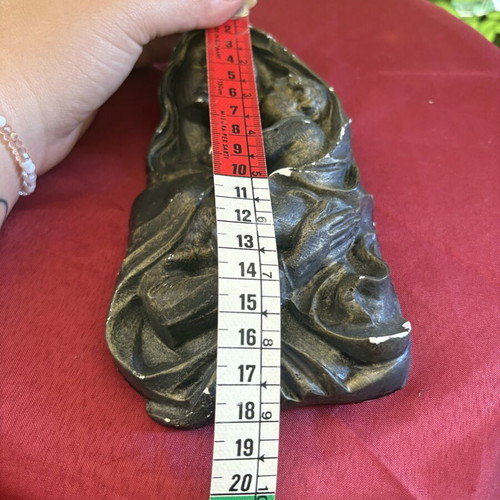 Vintage embossed plaque Virgin Mary with Christ child used