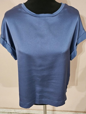 Sandro Ferone Blue Blouse like new, viscose and satin blend, size S