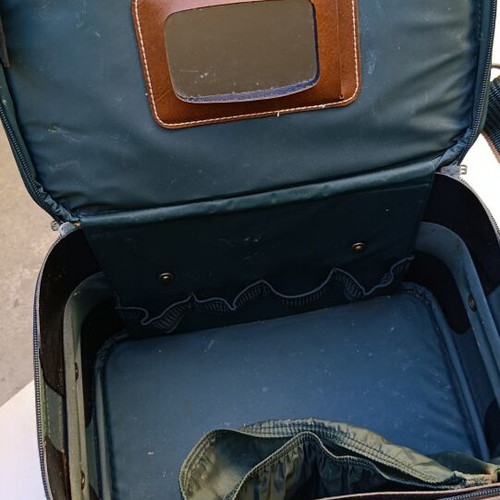 Bartuggi Beauty Case used, navy blue with leather details