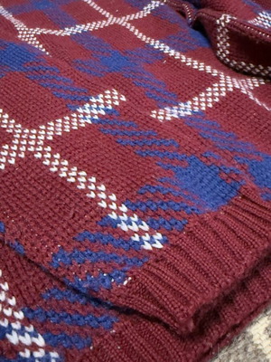 Wool plaid sweater like new, brown, size M