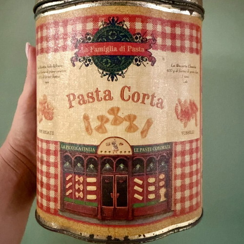 Vintage metal airtight box for pasta used
