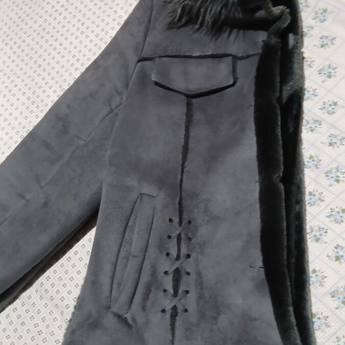 Suede Jacket Shearling Style L-XL Gray Anthracite Like New by WEST