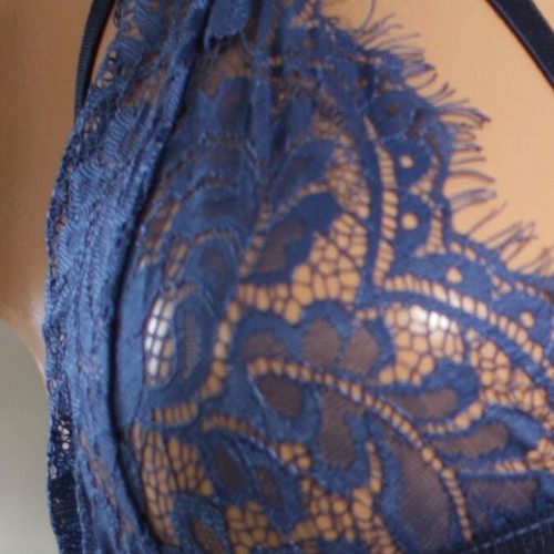 Lace three-piece lingerie set blue, new