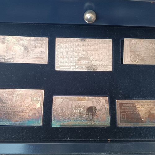 Silver Plates 1000 Grade Used Greek Banknotes Collectible Set