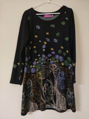 Winter dress used with owl pattern black XL