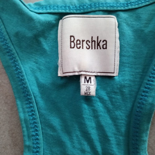 Bershka sleeveless top with open back, turquoise and black