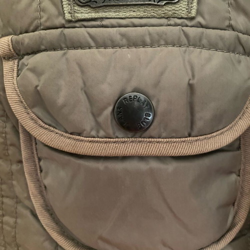 Replay jacket khaki open with hood like new