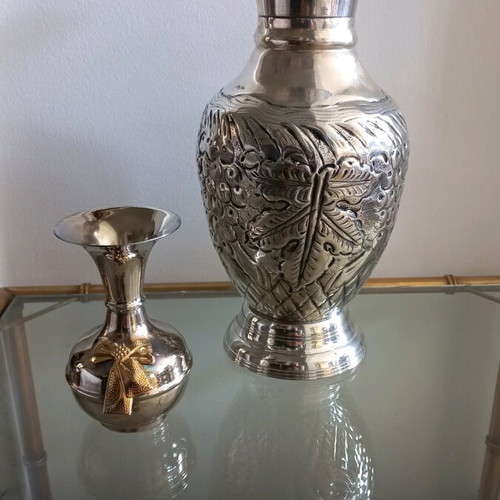 Large silver-plated vase 30cm height like new, small vase gift