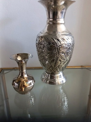 Large silver-plated vase 30cm height like new, small vase gift