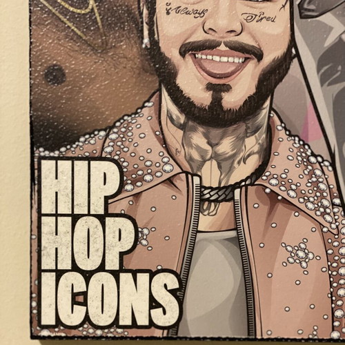 Hip hop icons poster mounted on wood