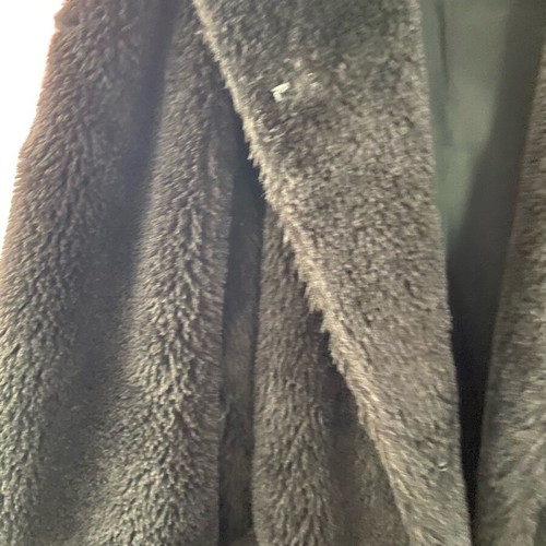 Eco fur coat with hood, anthracite color, like new