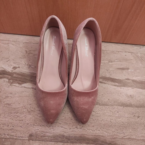 Velvet 10cm heels used, size 37, pink