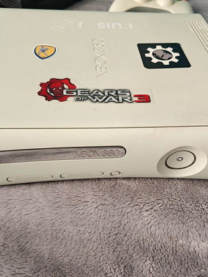 Xbox 360 console used with controller and cables, DVD tray issue