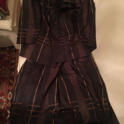 Brown women's fabric set handmade, size L, new, retro