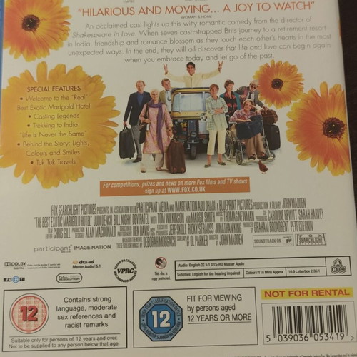 The Best Exotic Marigold Hotel Blu-Ray used, comedy