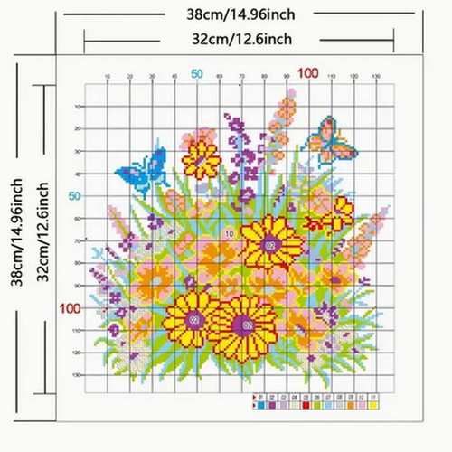 Cross Stitch Kit Dance of Butterflies Among Flowers 11CT New
