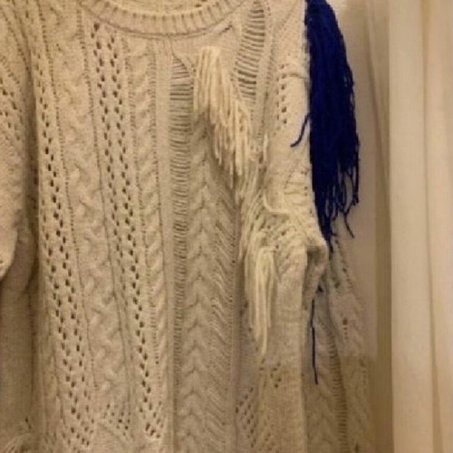 Wool dress one size like new, white and beige