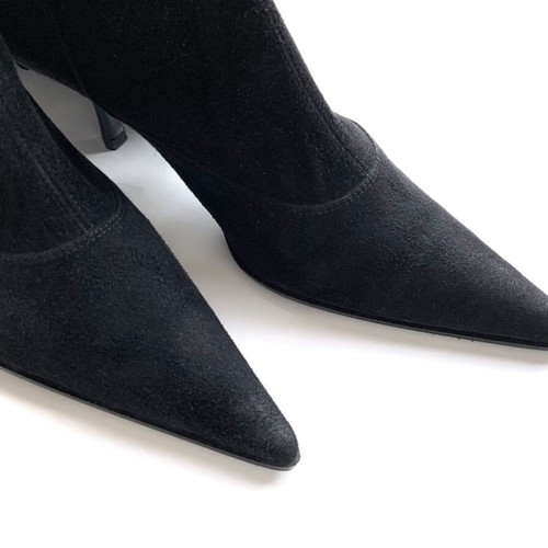 Sergio Rossi black stretch suede boots used, size 38.5