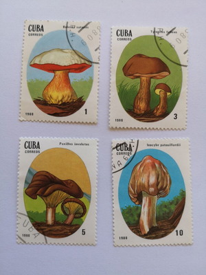 Cuba 1988 mushroom stamps used