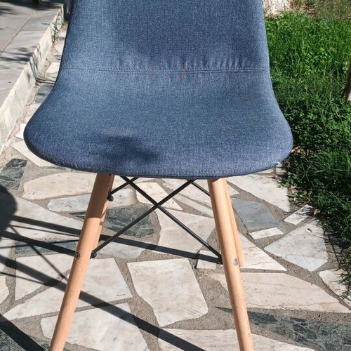 Soft dining chair in Eames style like new, blue denim fabric