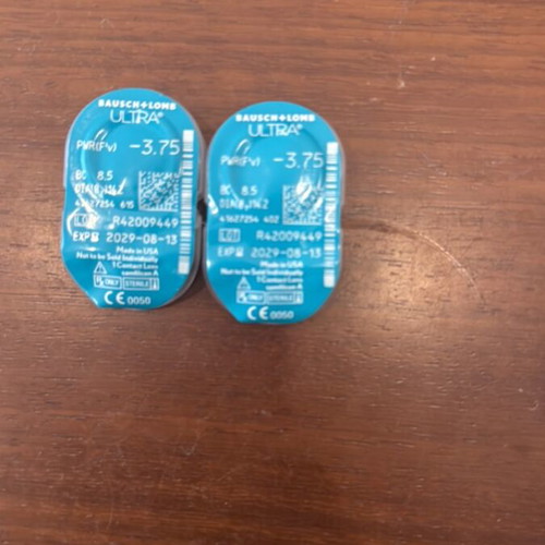 Bausch + Lomb ULTRA contact lenses like new, -3.75 myopia, monthly, 2 lenses